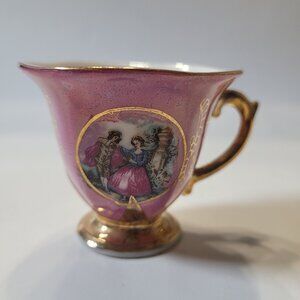 Vintage Porcelain Tea Cup Romantic Design Pink Gold Trim